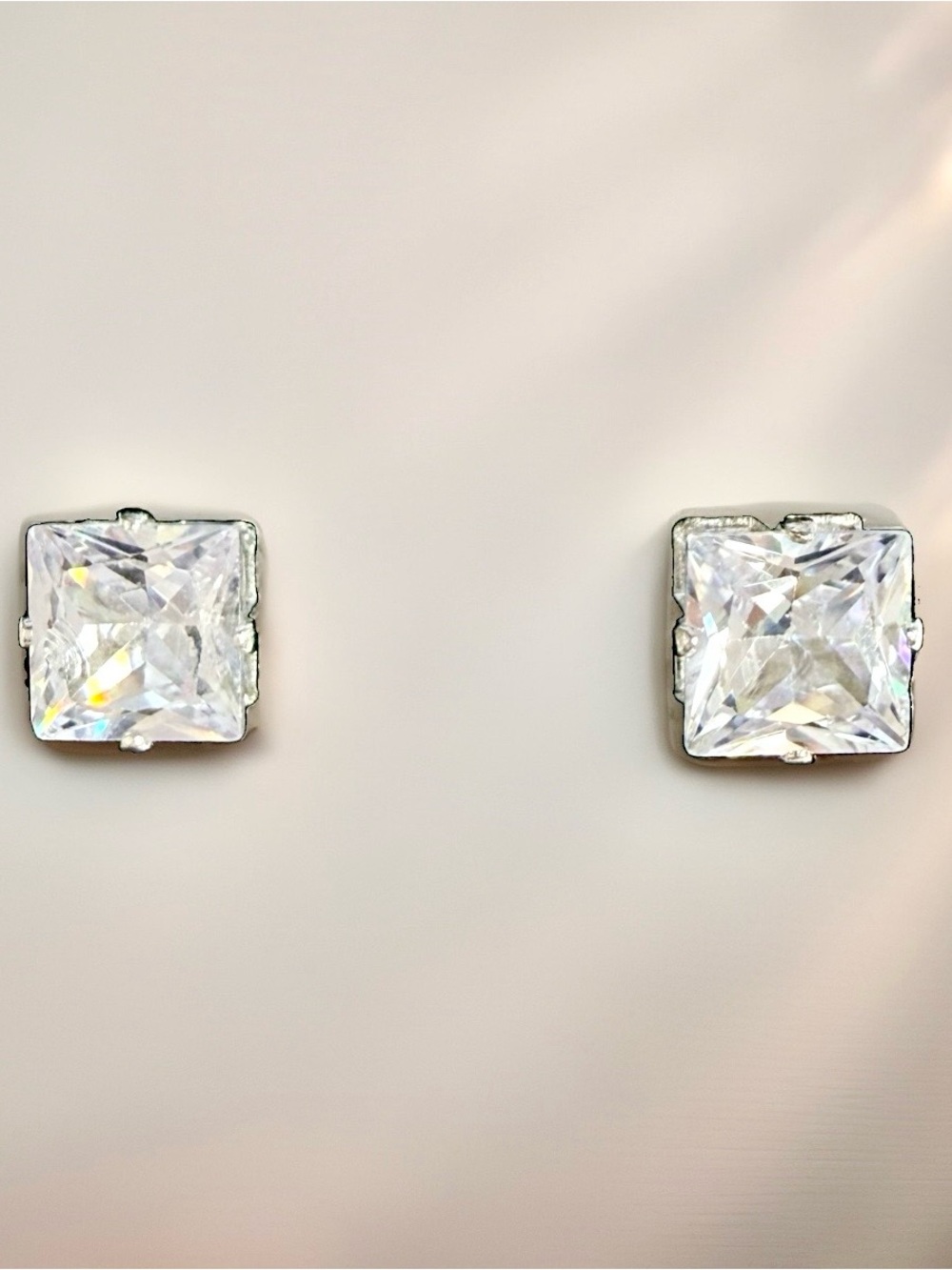Radiant Square Clear CZ Stud Earrings - Unbranded